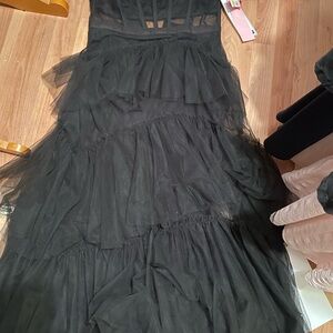 Black tiered prom dress